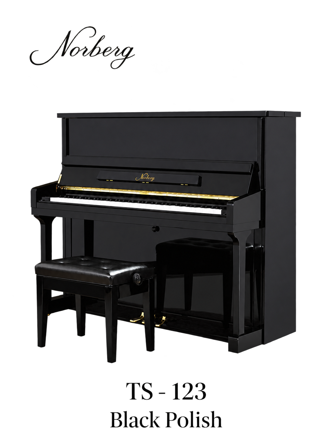 A vertical upright piano with a tall rectangular back above the keyboard